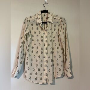 UNIQLO - Floral Patterned Cream Button Down Shirt - size small